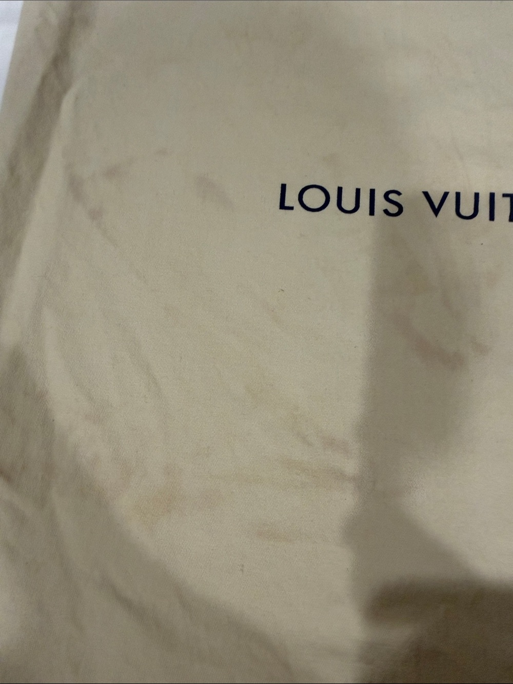 Louis Vuitton Beige Fabric Dust Bag with Blue Drawstrings - Picture 4 of 5